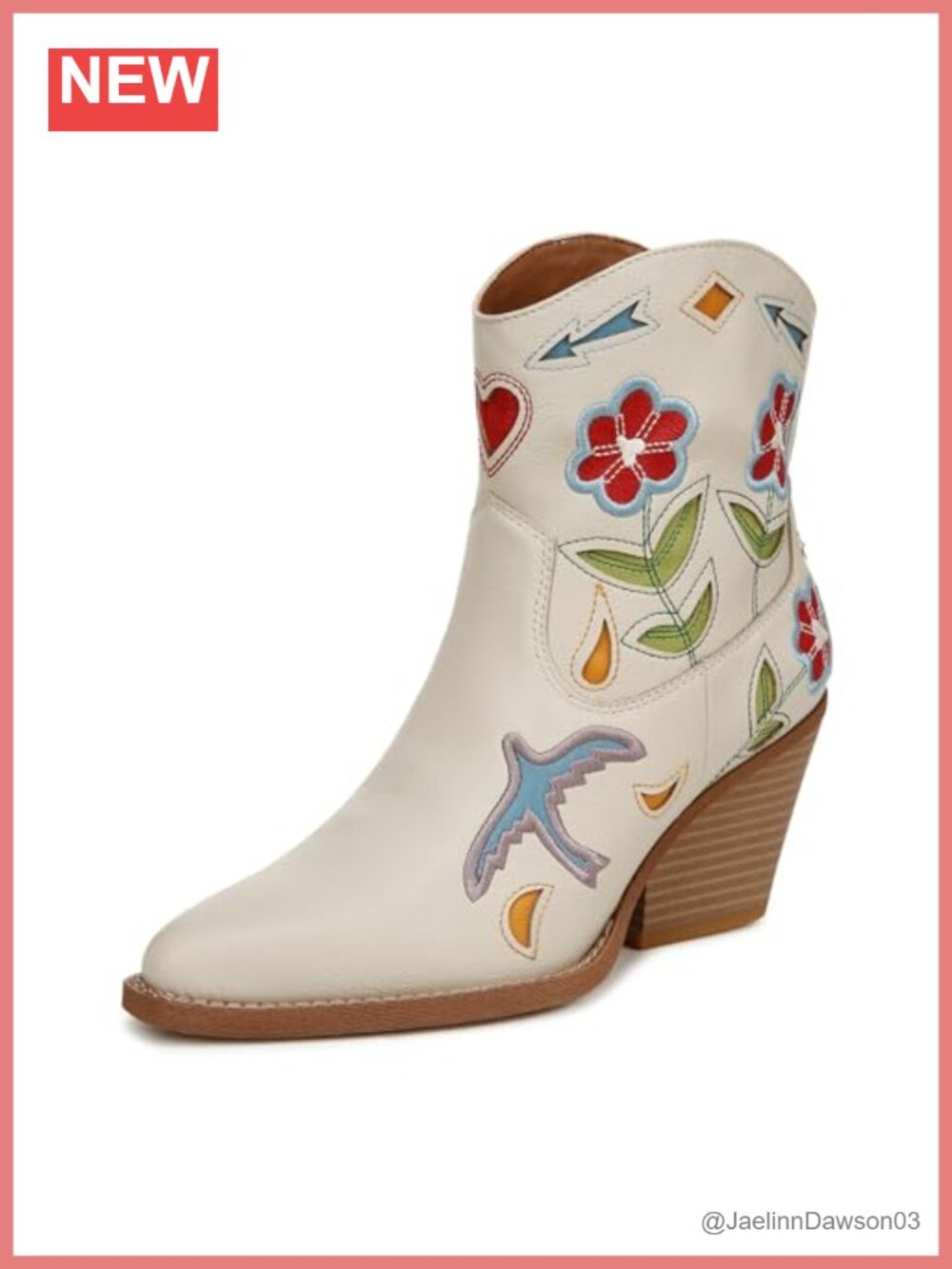 Zodiac Women's Roslyn Western Cowboy Ankle Bootie - Embroidered Pointed Toe